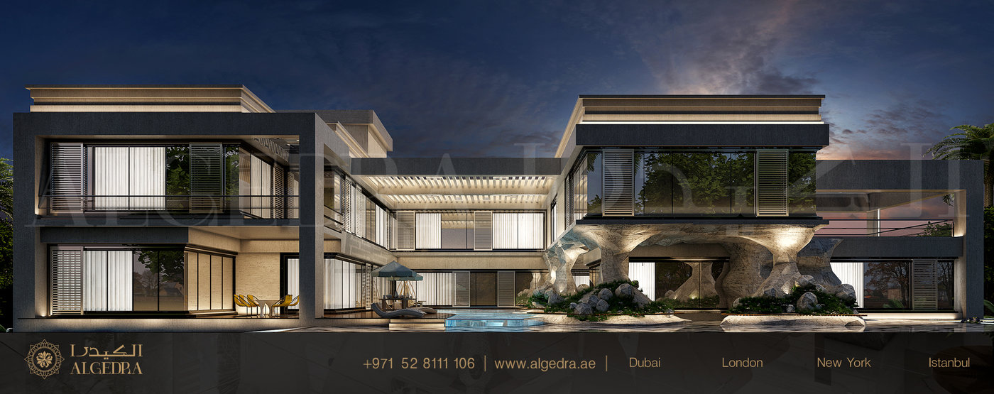 Modern Villa Exterior Design by ALGEDRA Interior Design at Coroflot.com