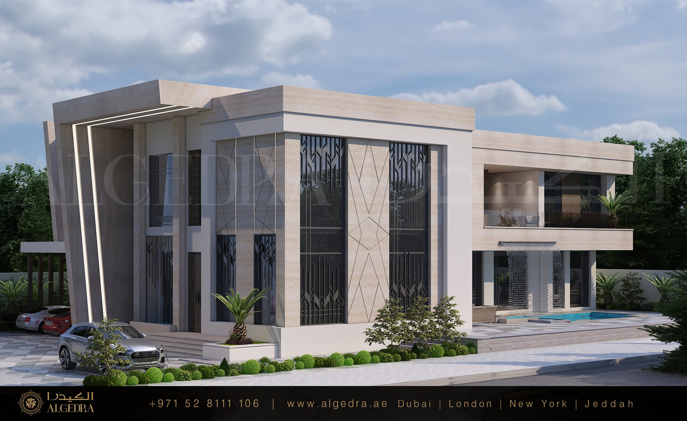 Luxurious Exterior Villa Design by ALGEDRA Interior Design