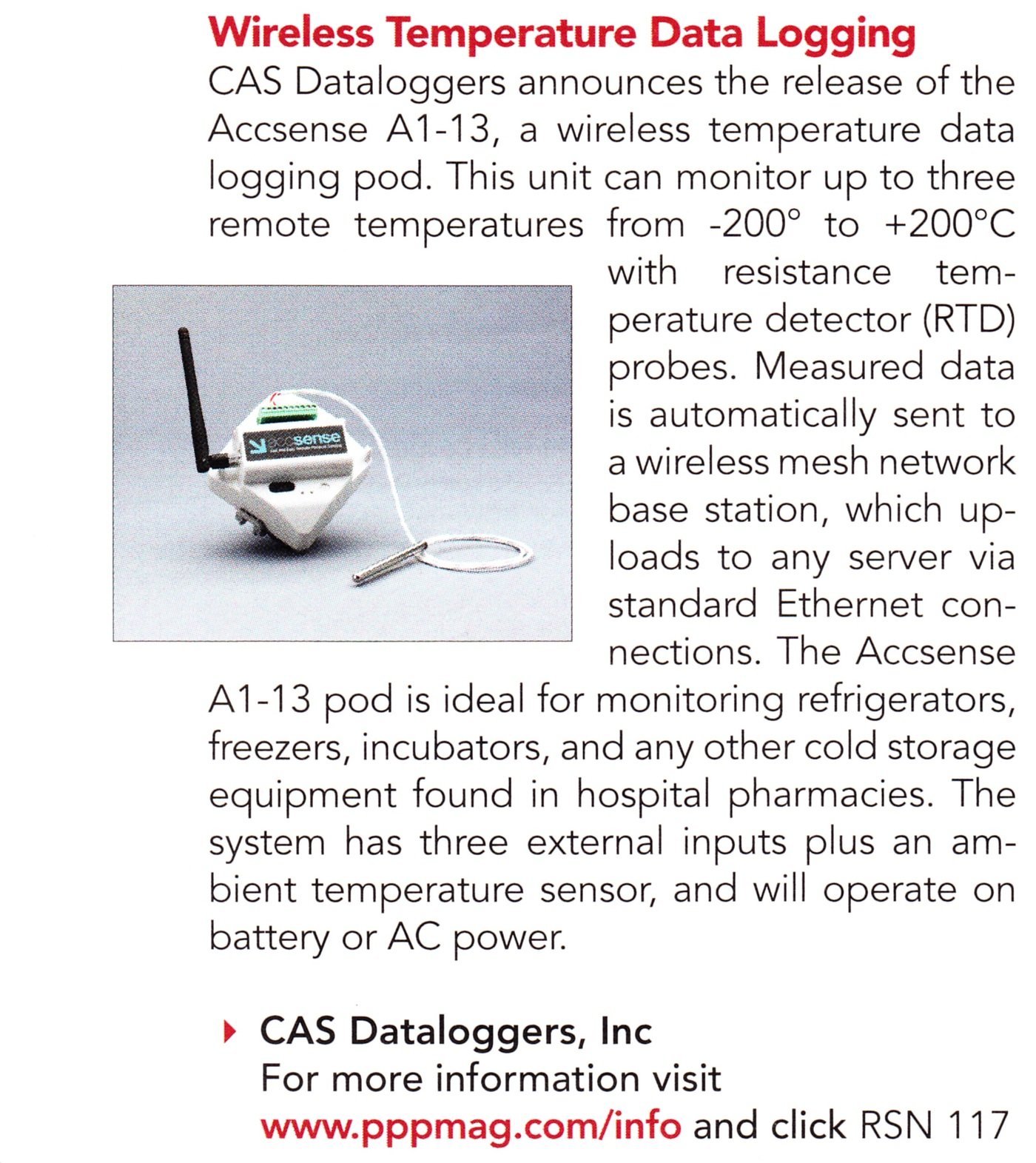 An upload by CAS Data Loggers on Coroflot: to the project Product News