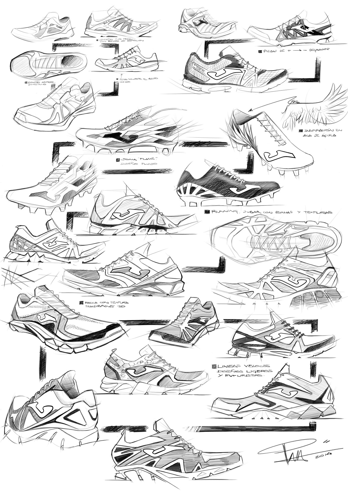 soccer boots sketches by Pedro Manzanero Villanueva at