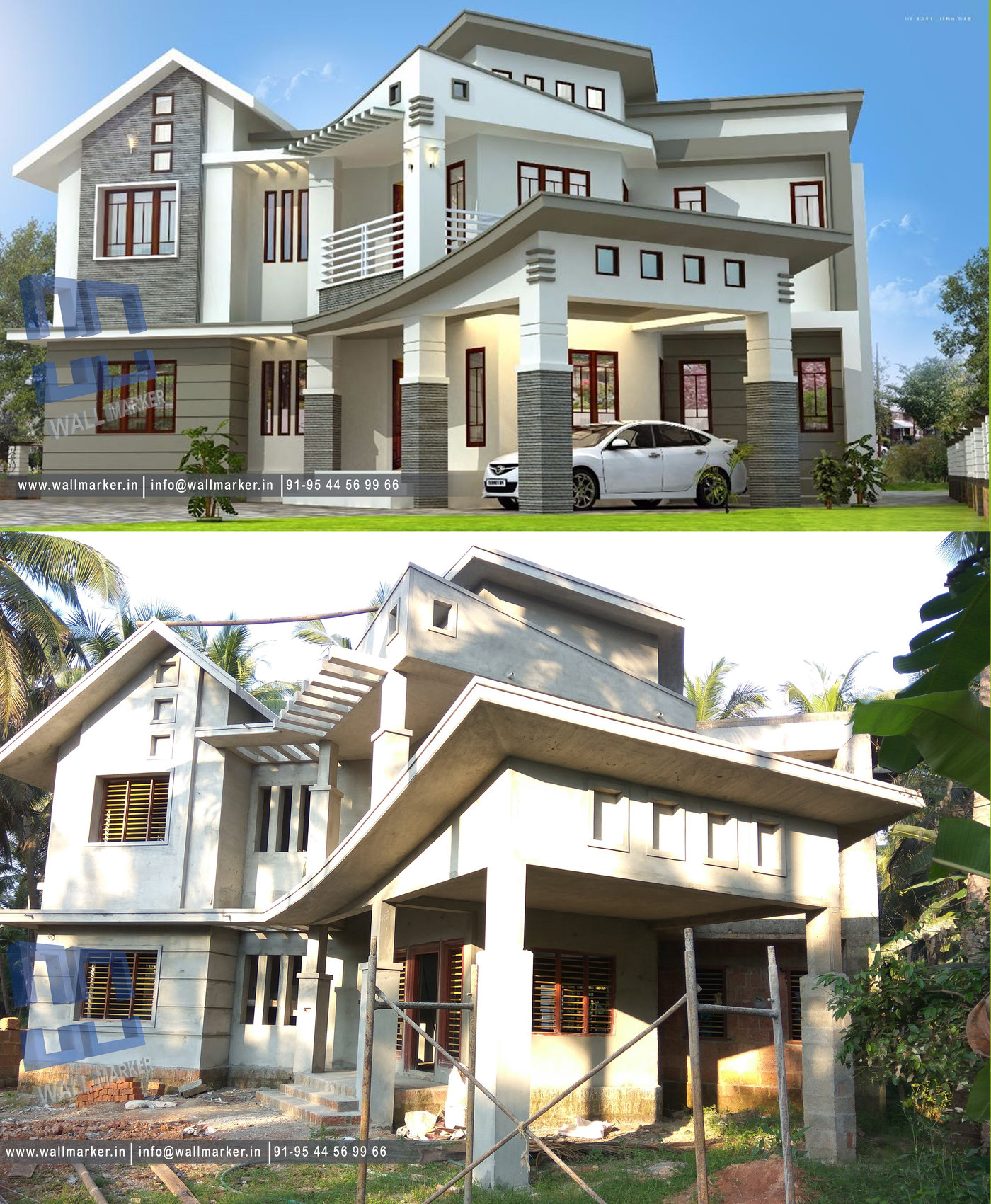 residential project at kannur by WALLMARKER architectural&interiors at