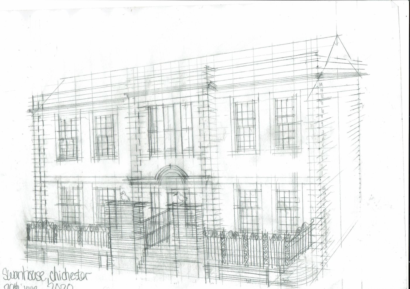 Swan House, Chichester. Front Perspective View. by Angus Fordyce at