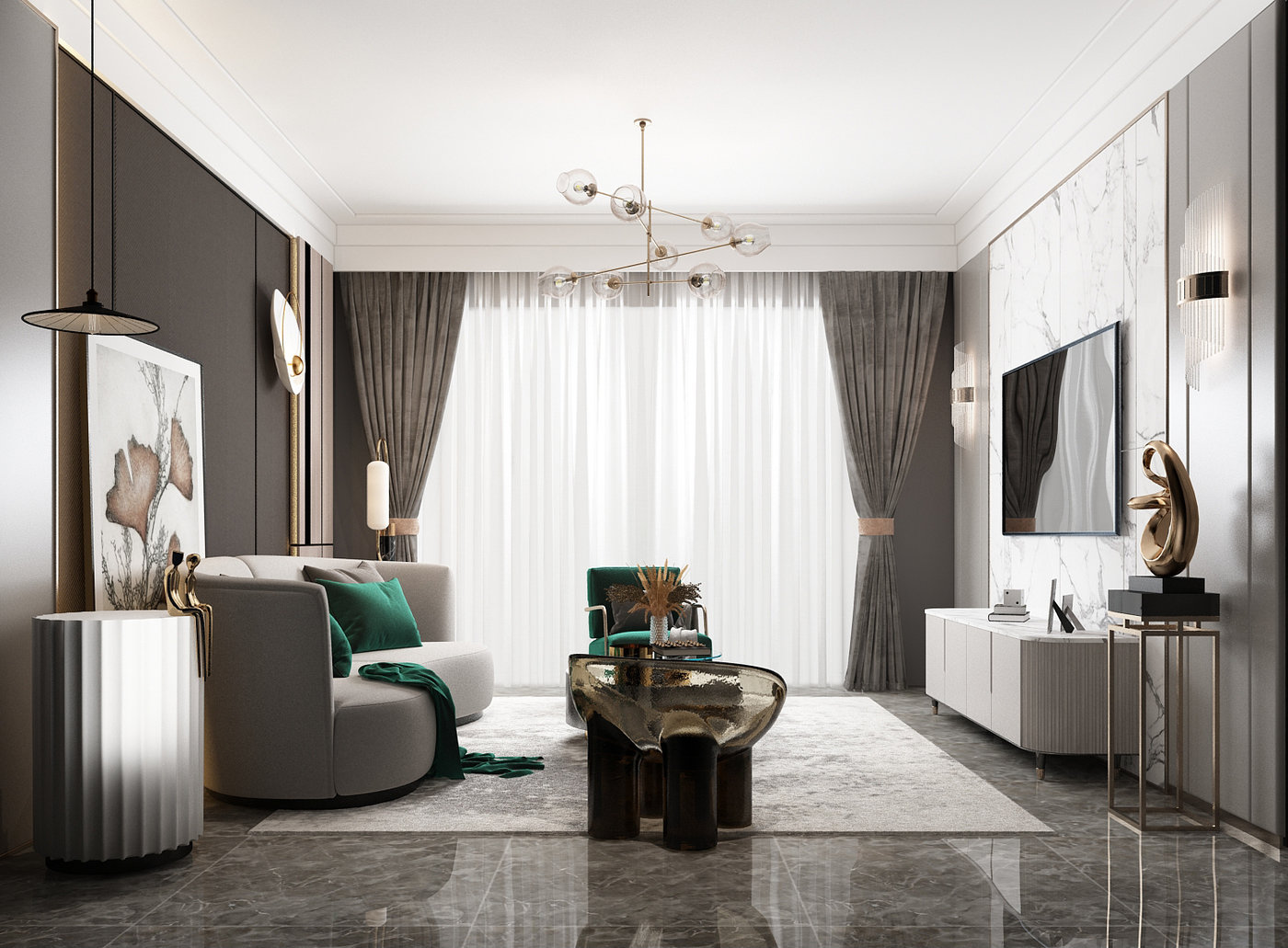 Modern Glam Interior House Living Room Design by Kristine May Grimaldo ...