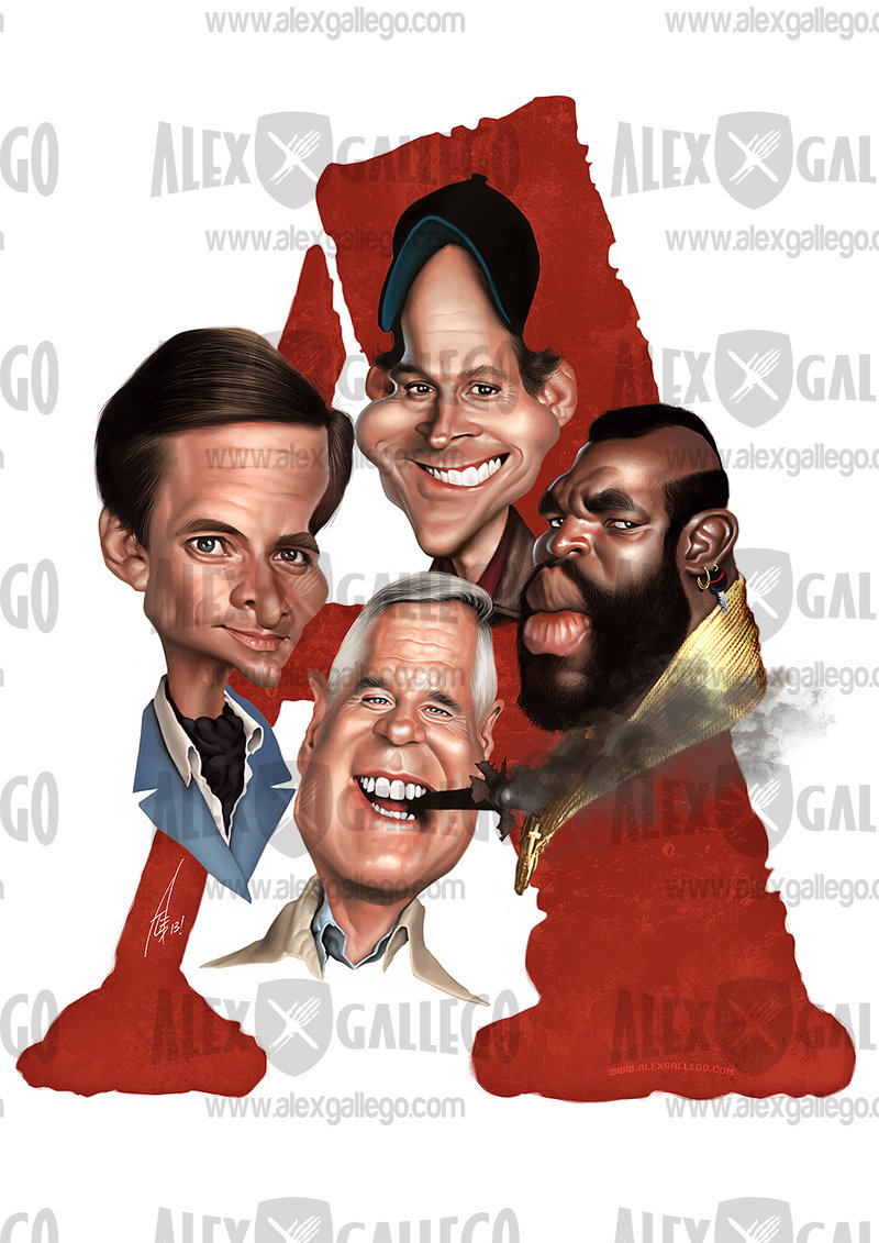 Classic TV show caricatures by Alex Gallego at