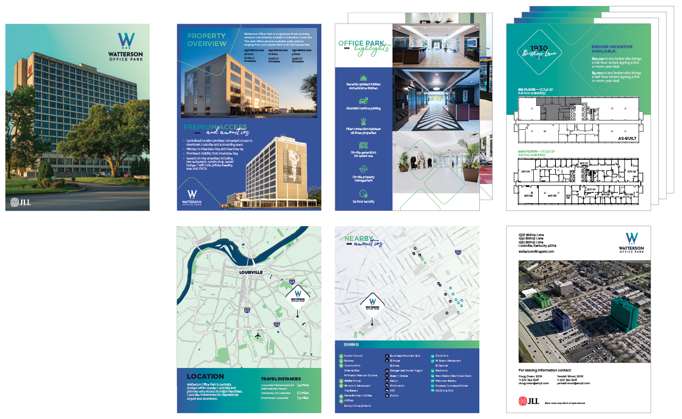 JLL Commercial Real Estate print and digital materials; AEG Partners