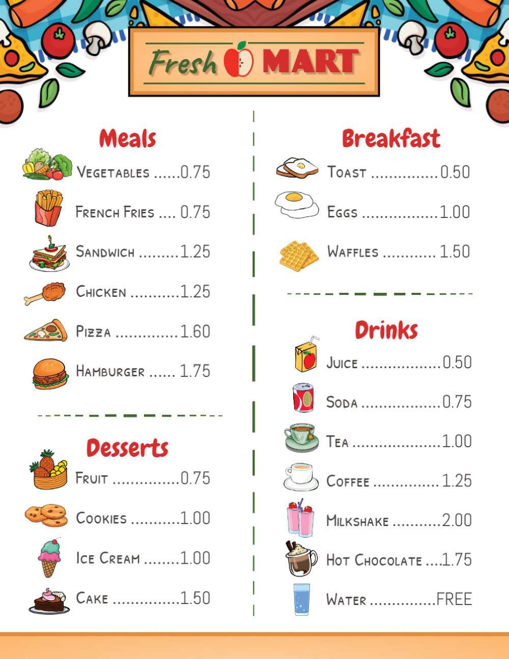 Printable Play Menus