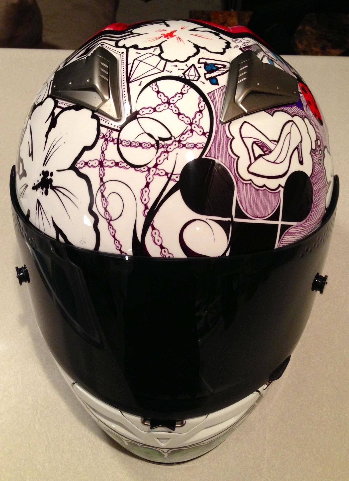 Motorcycle Helmet Painted With Sharpies by Jamie Hall at