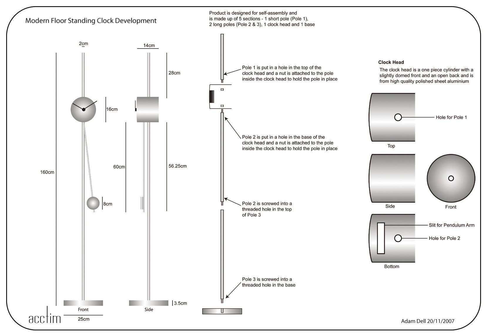 Modern Floor Standing Clock by Adam Dell at