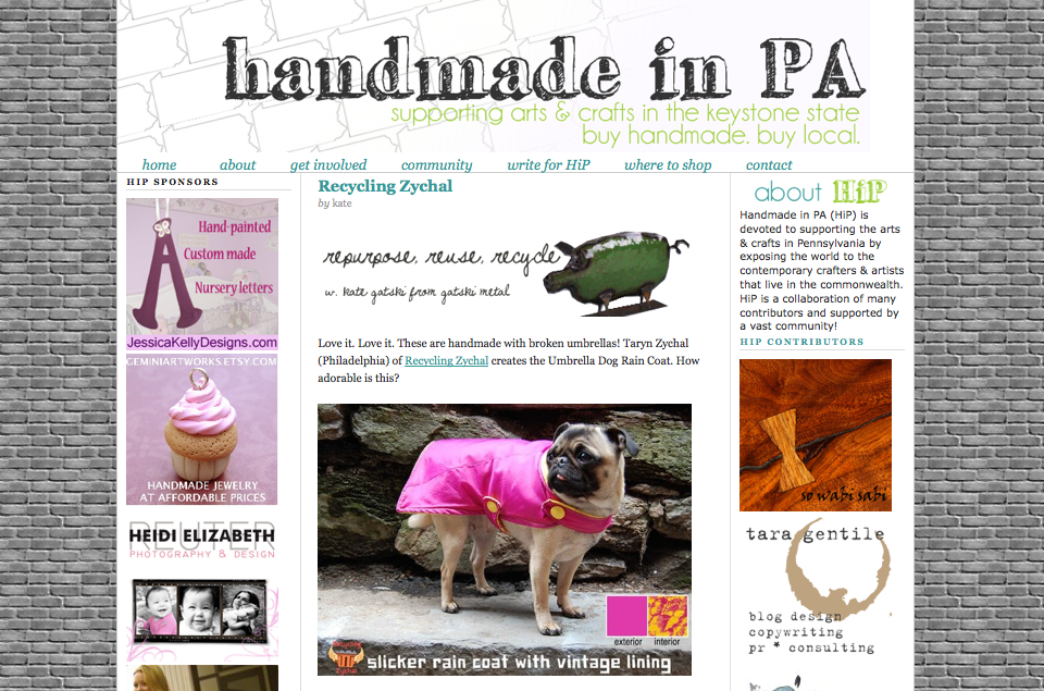 Upcycled Umbrella Dog Rain Coat by Recycling Zychal by Taryn Zychal at