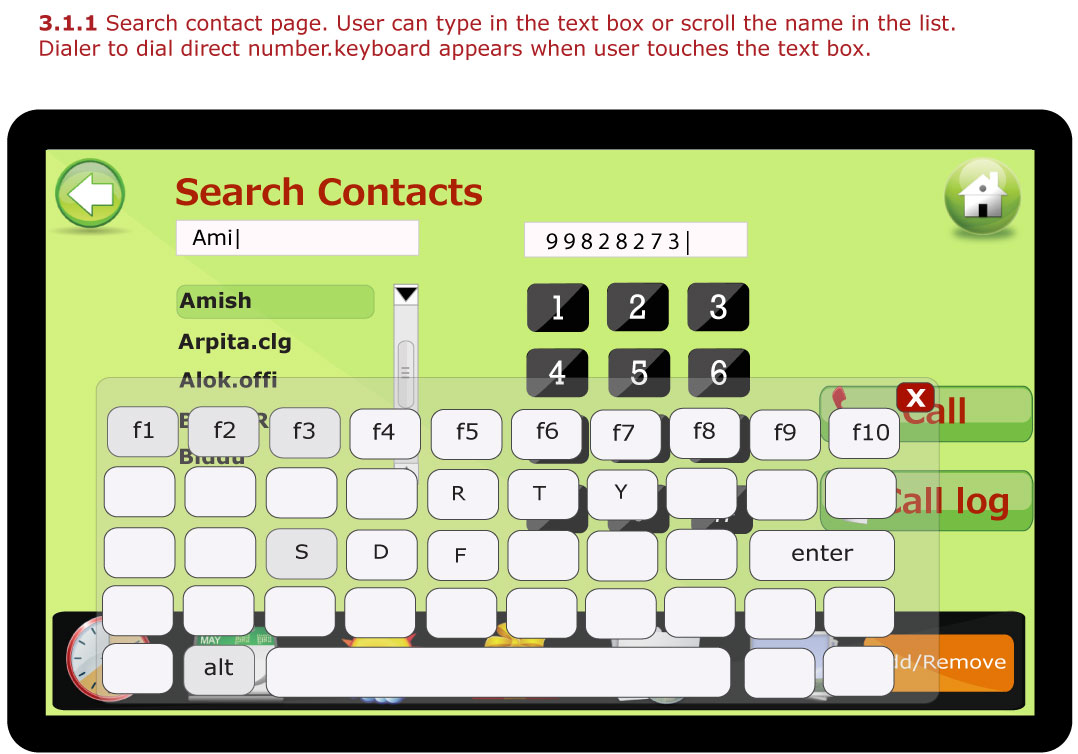User interface for touch screen application for a tablet by Debasmita K