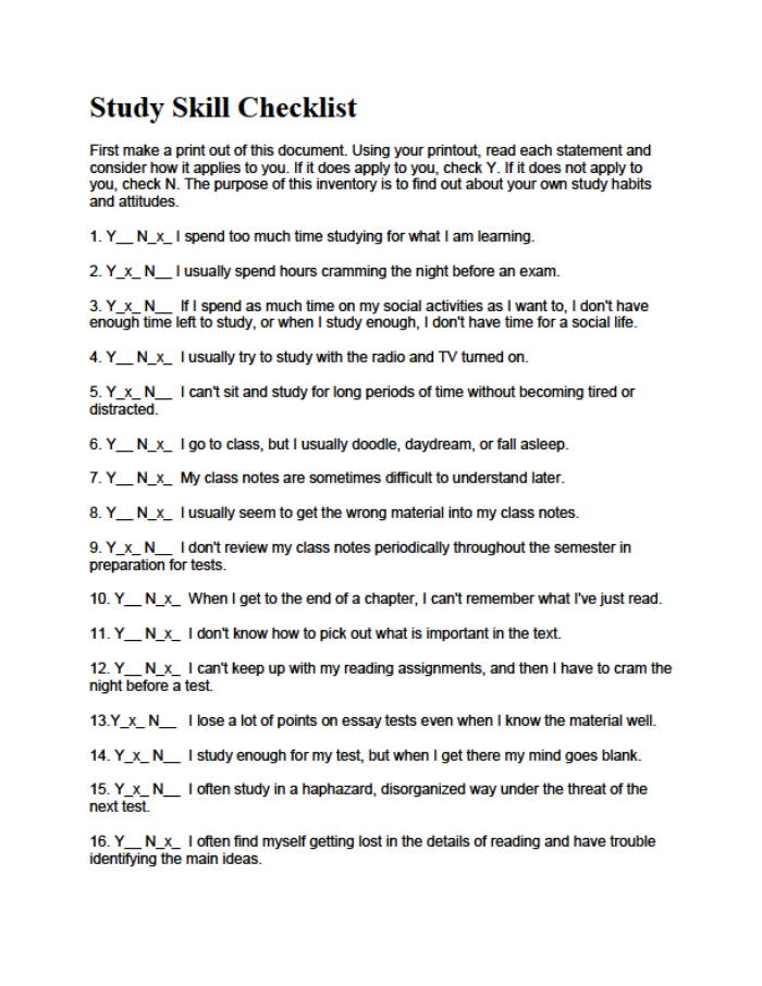 Study skills checklist. by Maxwell Gilbert at Coroflot.com