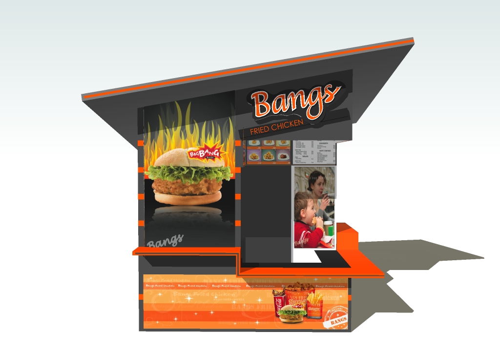 Bangs, fried chicken, Kiosk & store, India. by RETAIL DESIGN STORE