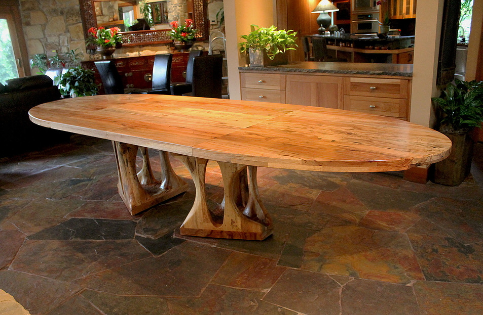 Spalted Pecan Drop Leaf Dining Table by Henry Levine at