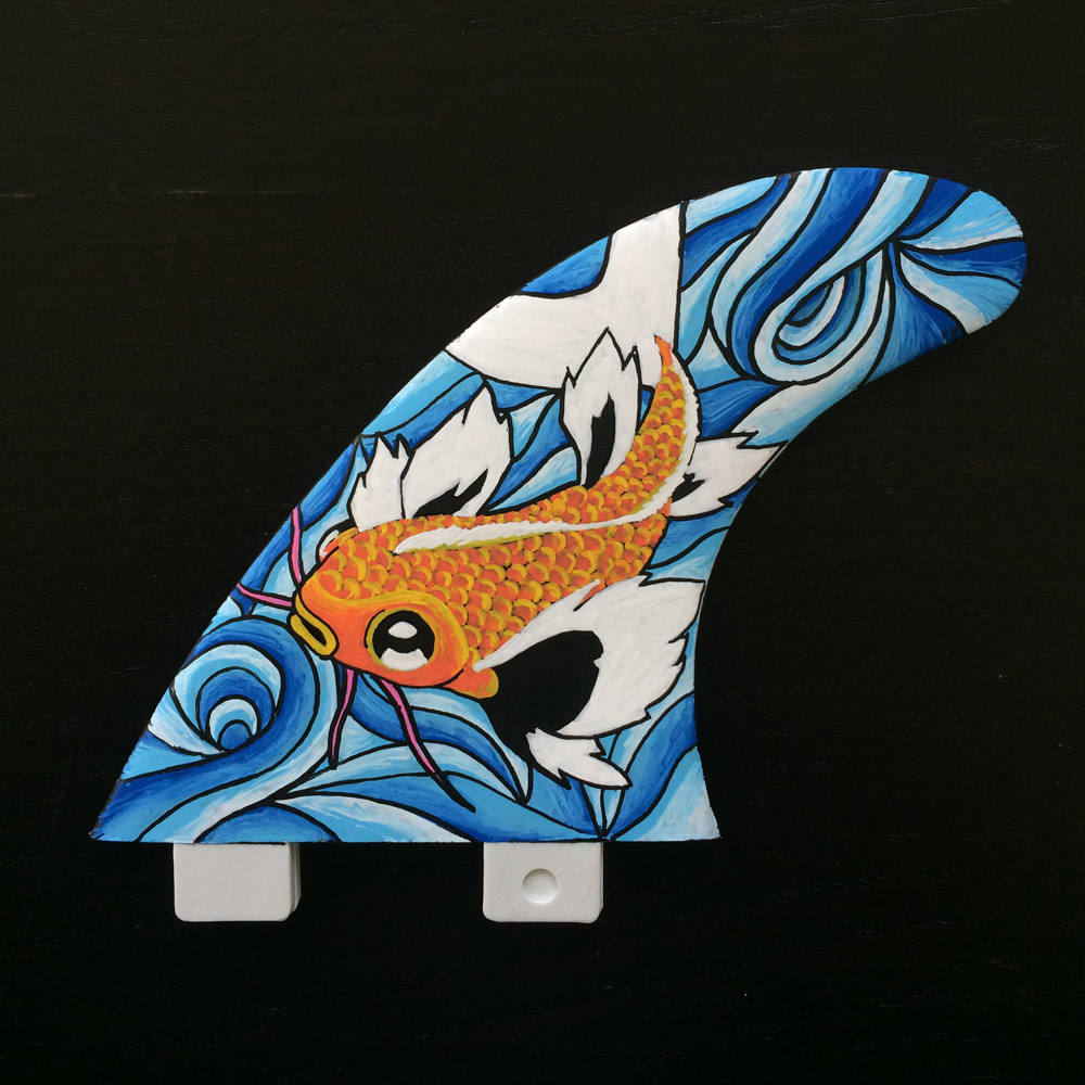Custom surfboard fins/Posca art by Fabien ROLLAND at