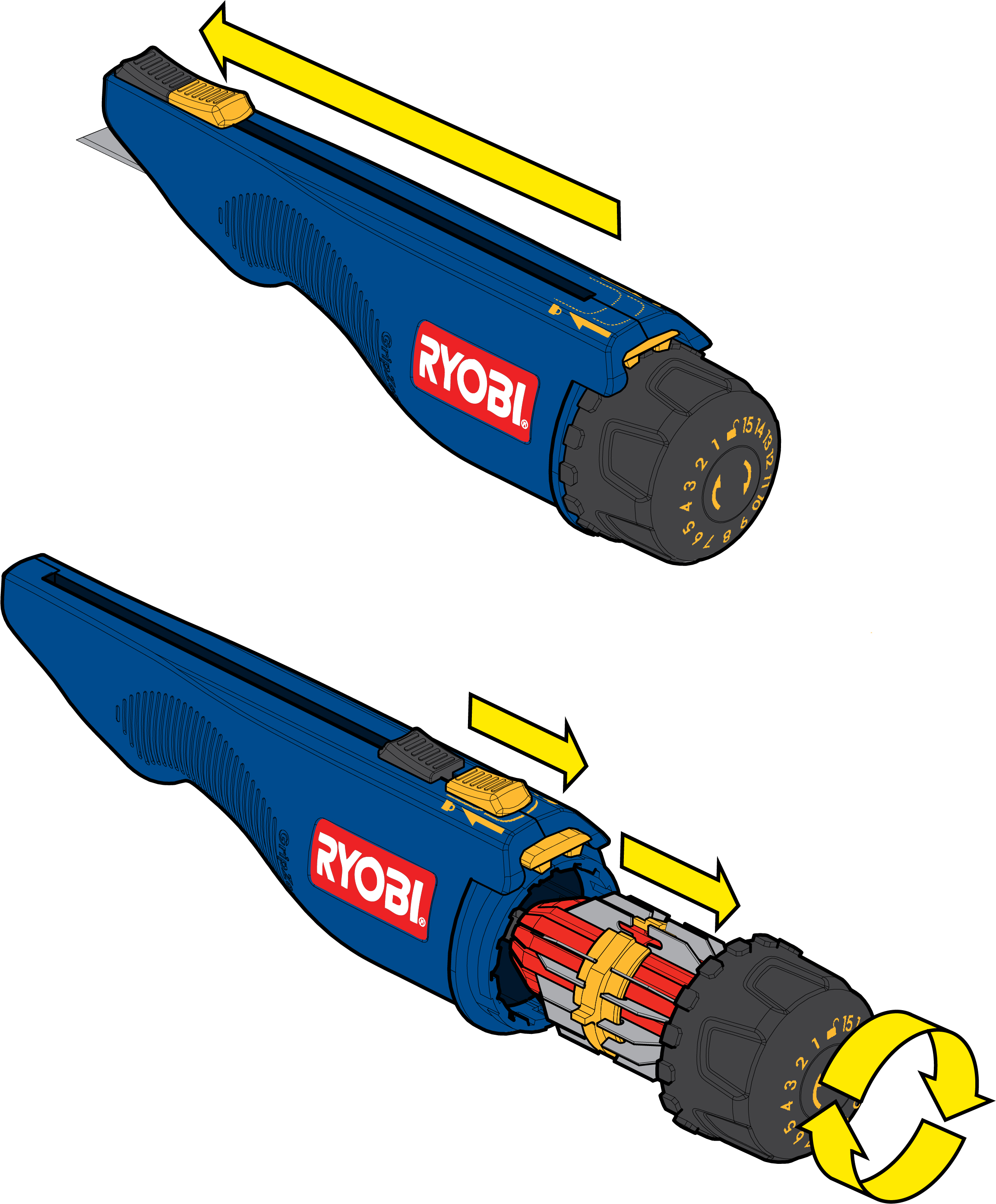 Ryobi Quick Change Nack Knife Packaging Illustration by Aaron Pierce at