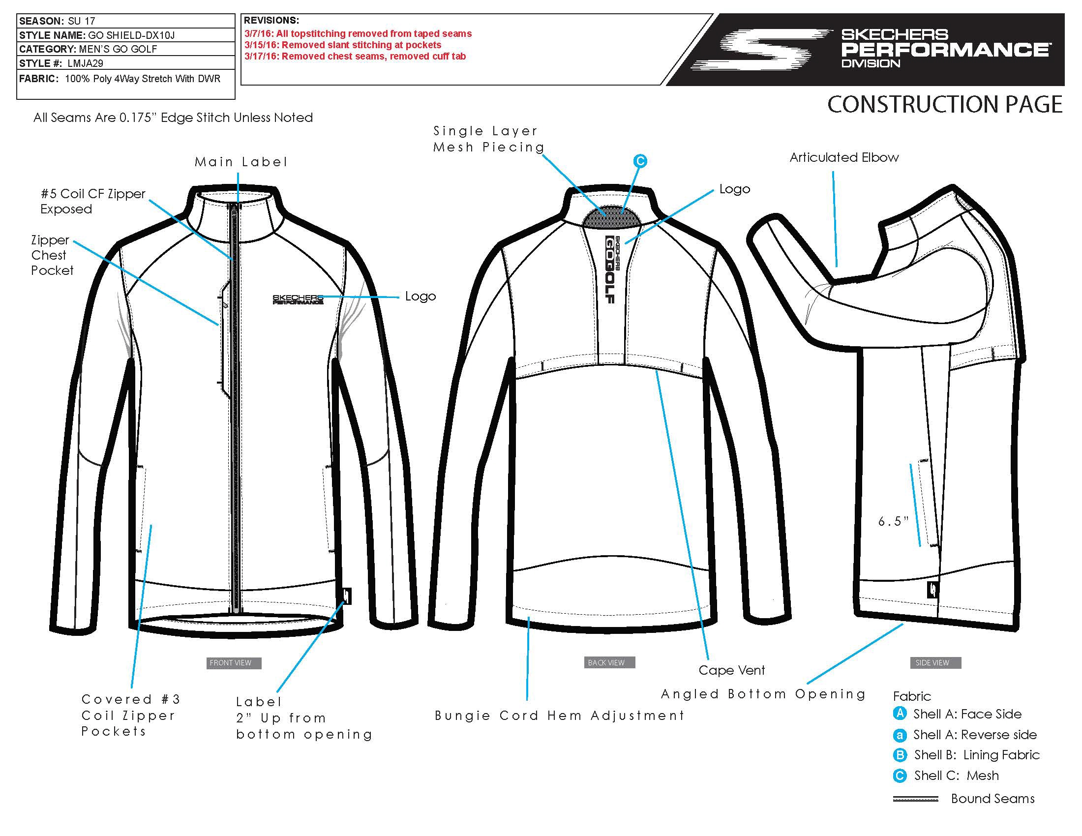 Technical Design Rain Jacket Tech Pack by James ster at
