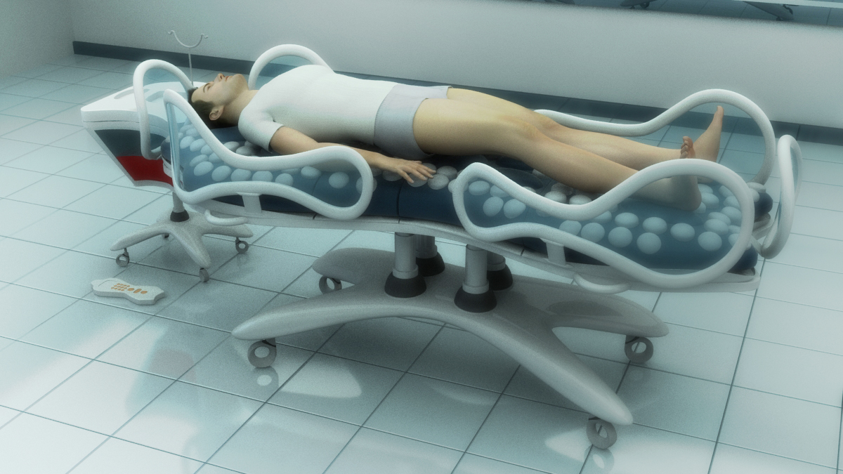 Medical Bed for the treatment of burn patients by Natalie Lebbink at