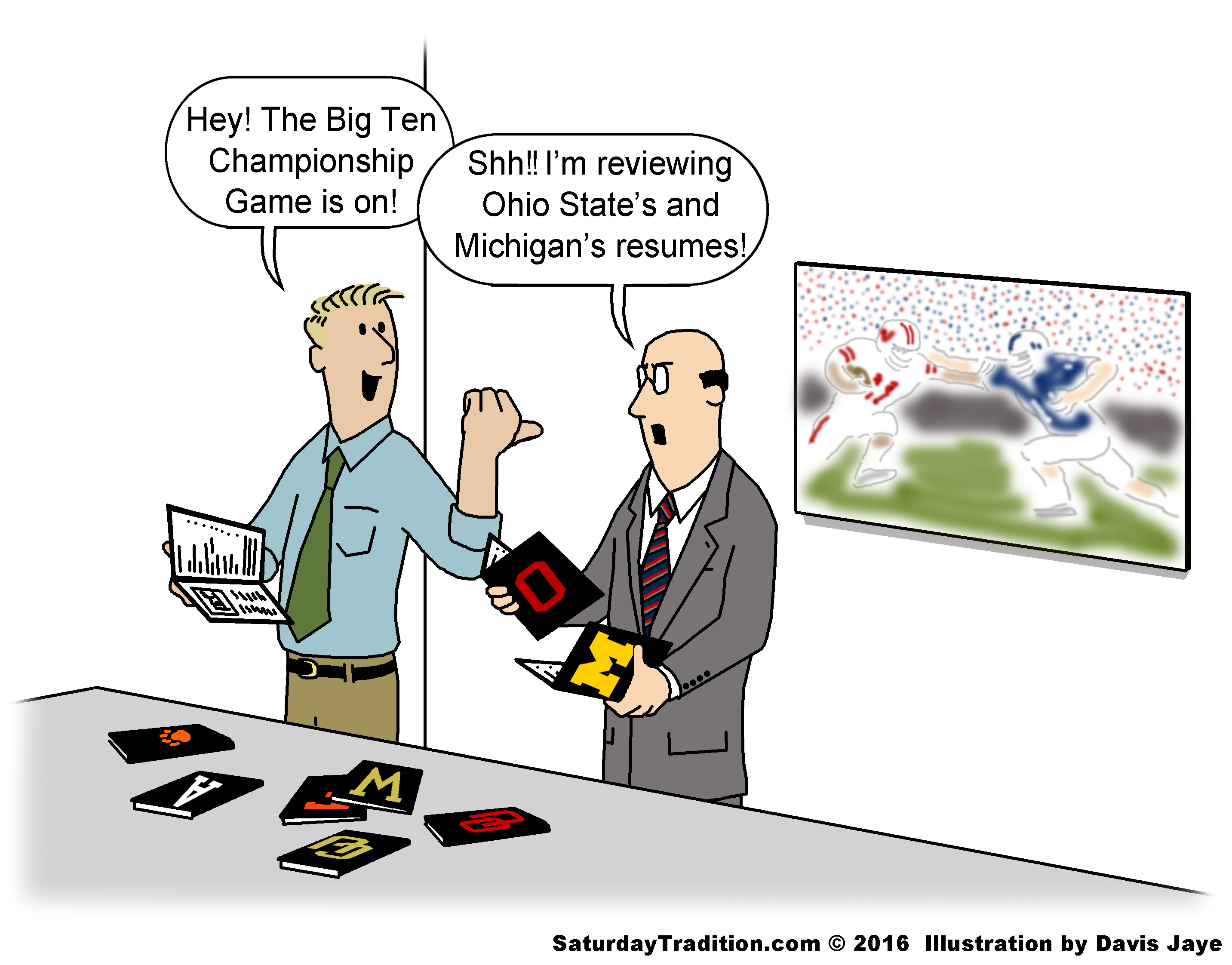 Big Ten Football Cartoons by Davis Jaye at