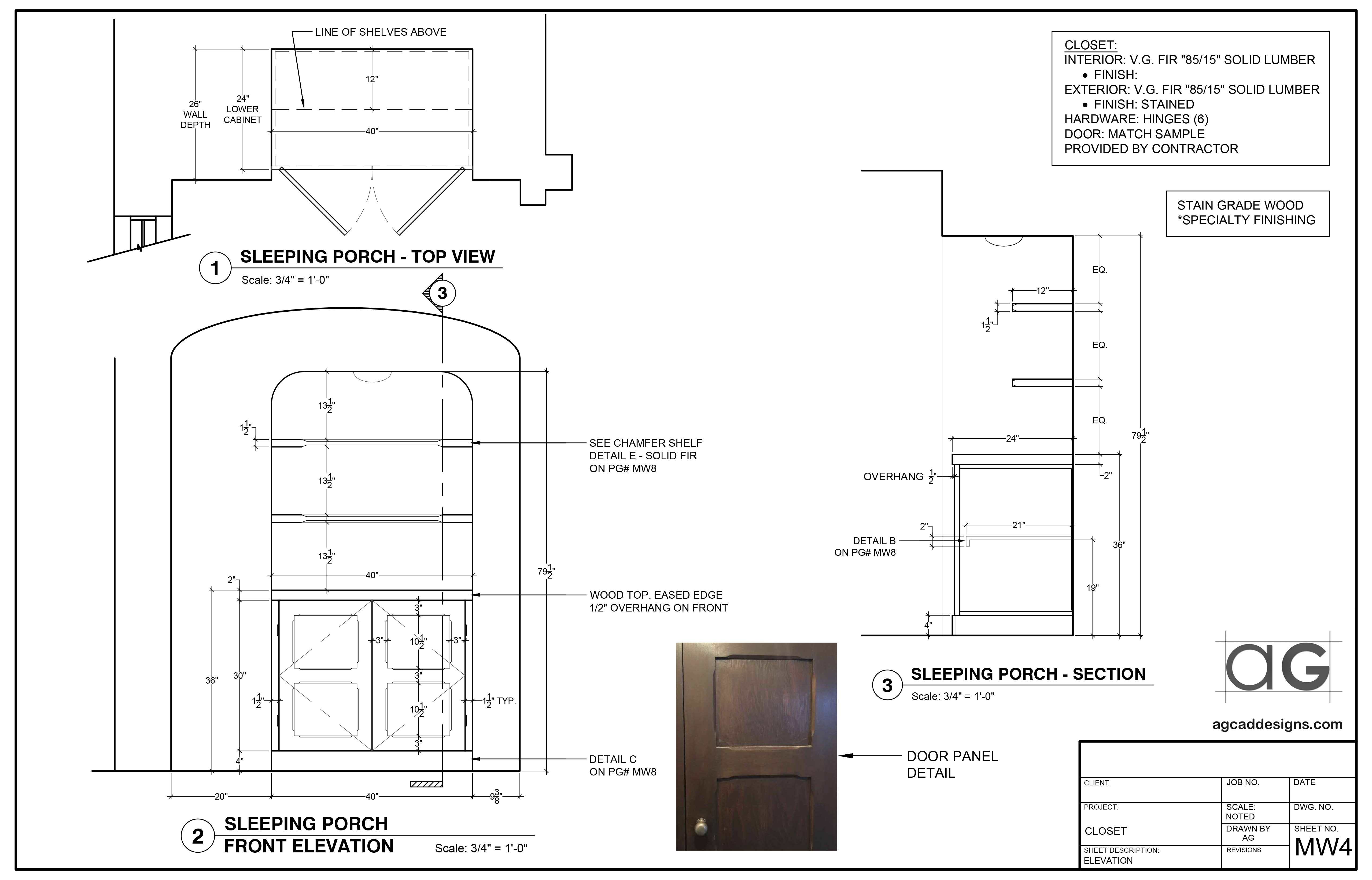 Millwork CAD shop drawing service by AG CAD Designs at