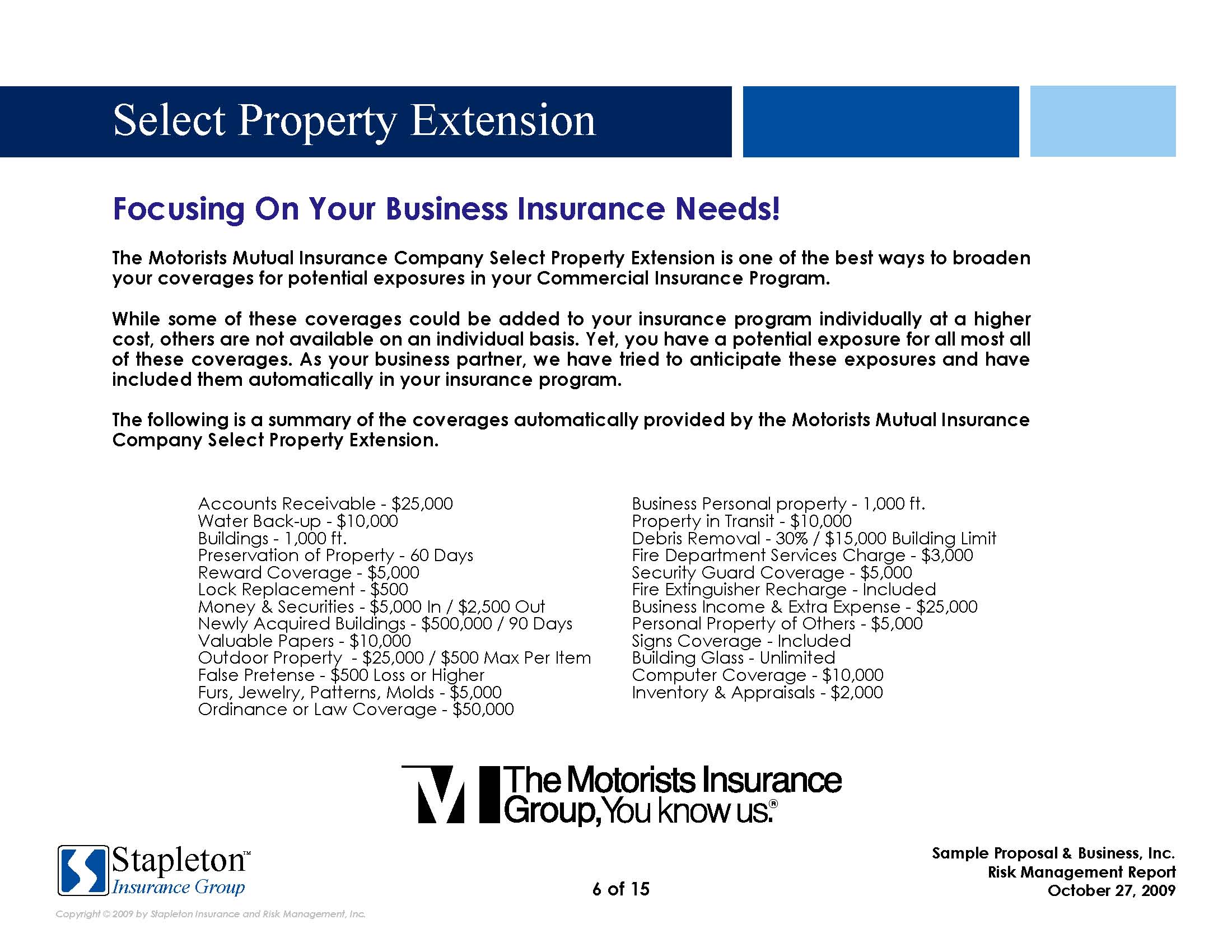 Commercial Insurance Proposal (Sample Version) by Scott Bolyard at