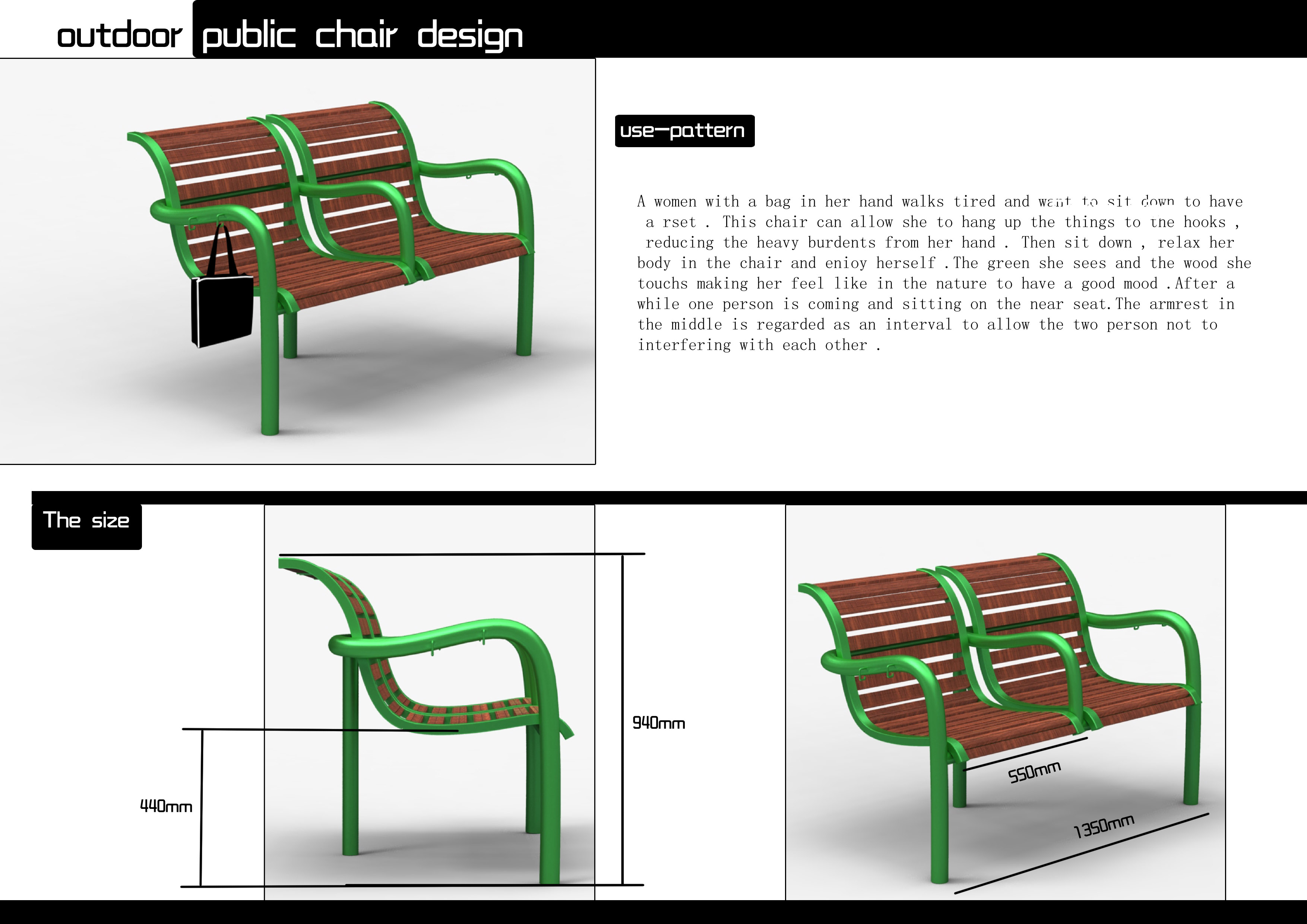 outdoor public chair design by yuqiong Chen at