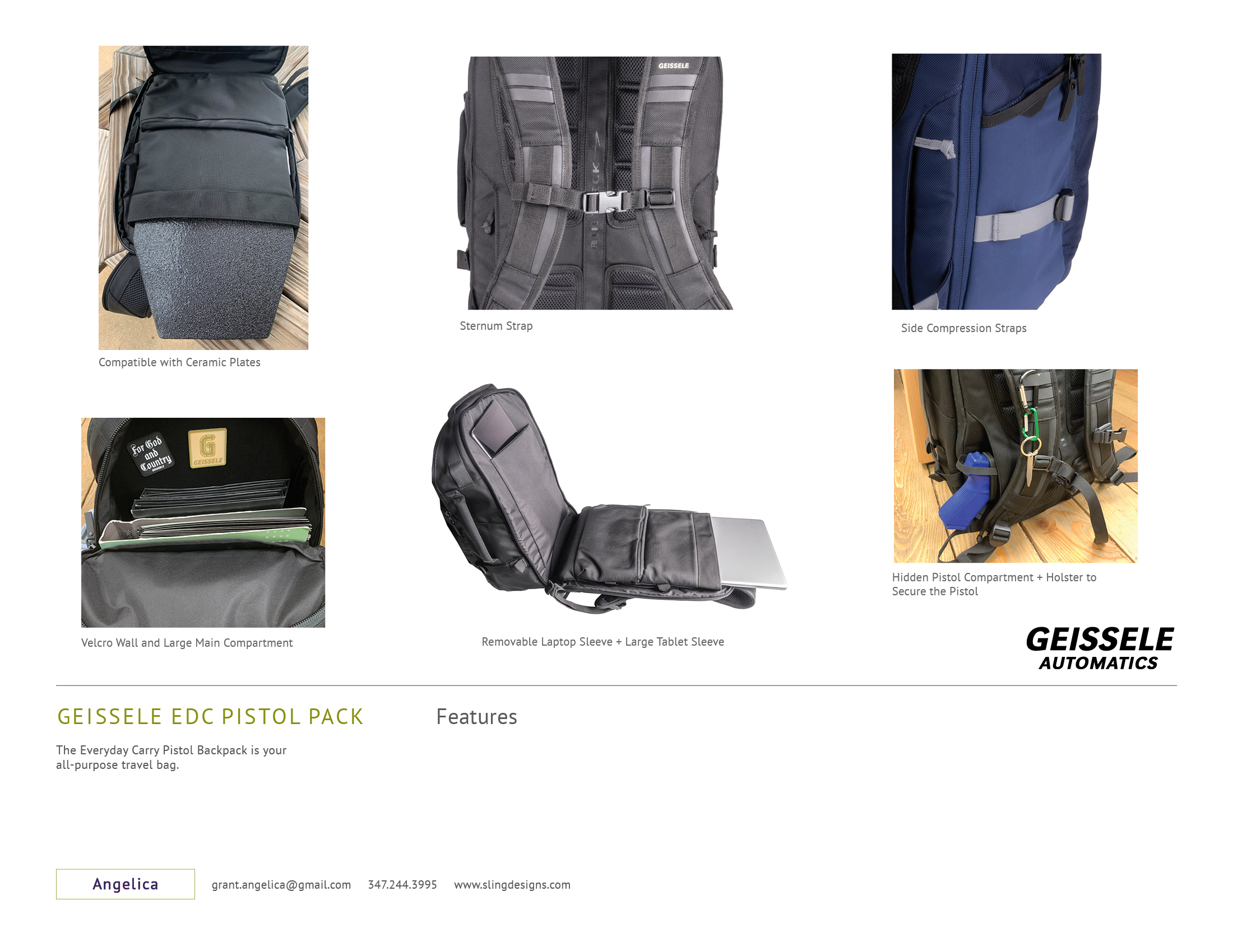 Geissele Automatics, Everyday Carry Pistol Backpack by Angelica Grant