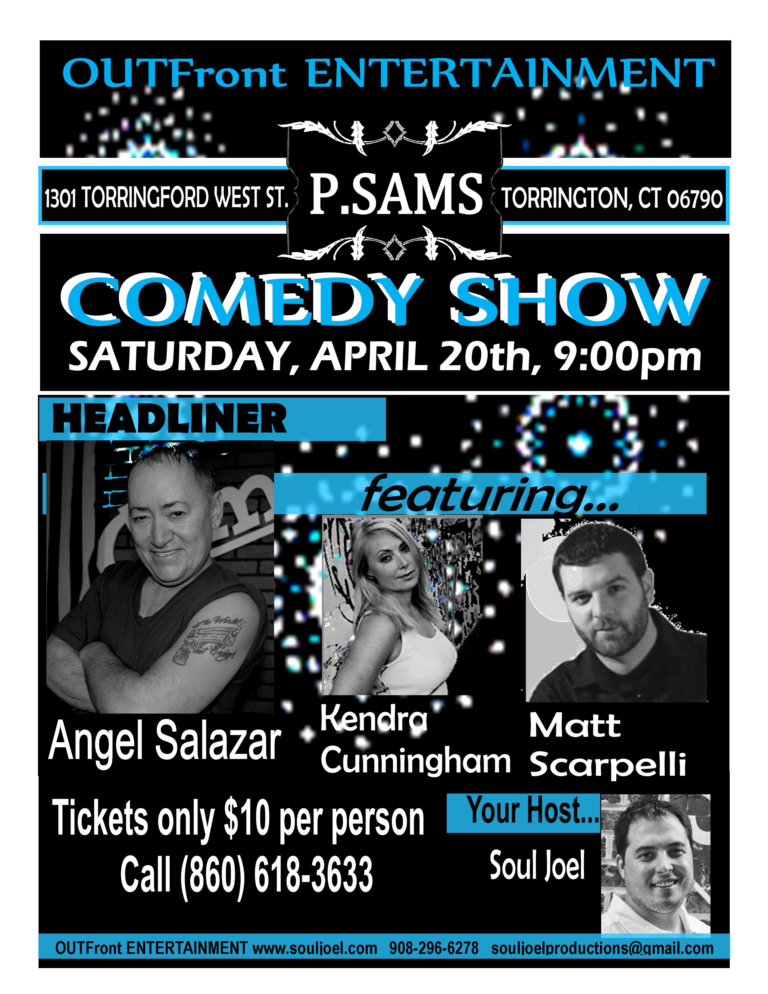 Comedy Show Flyers for SOUL Joel Productions and OUTFront Entertainment