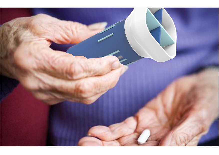 Bottle with pill container for elderly people by Agata Nowak at