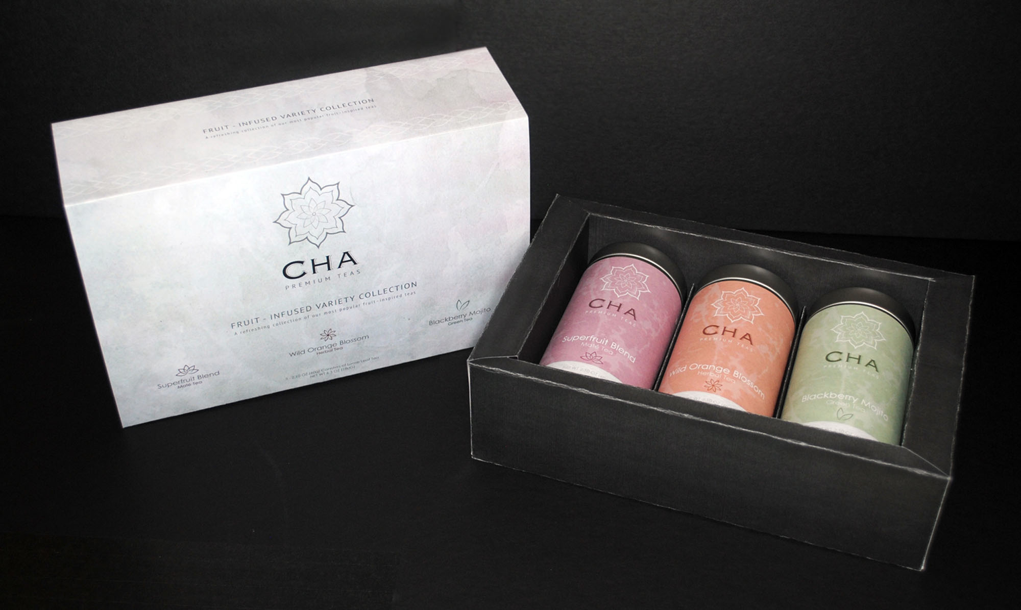 Cha Premium Teas Packaging by Stephanie Leon at Coroflot.com