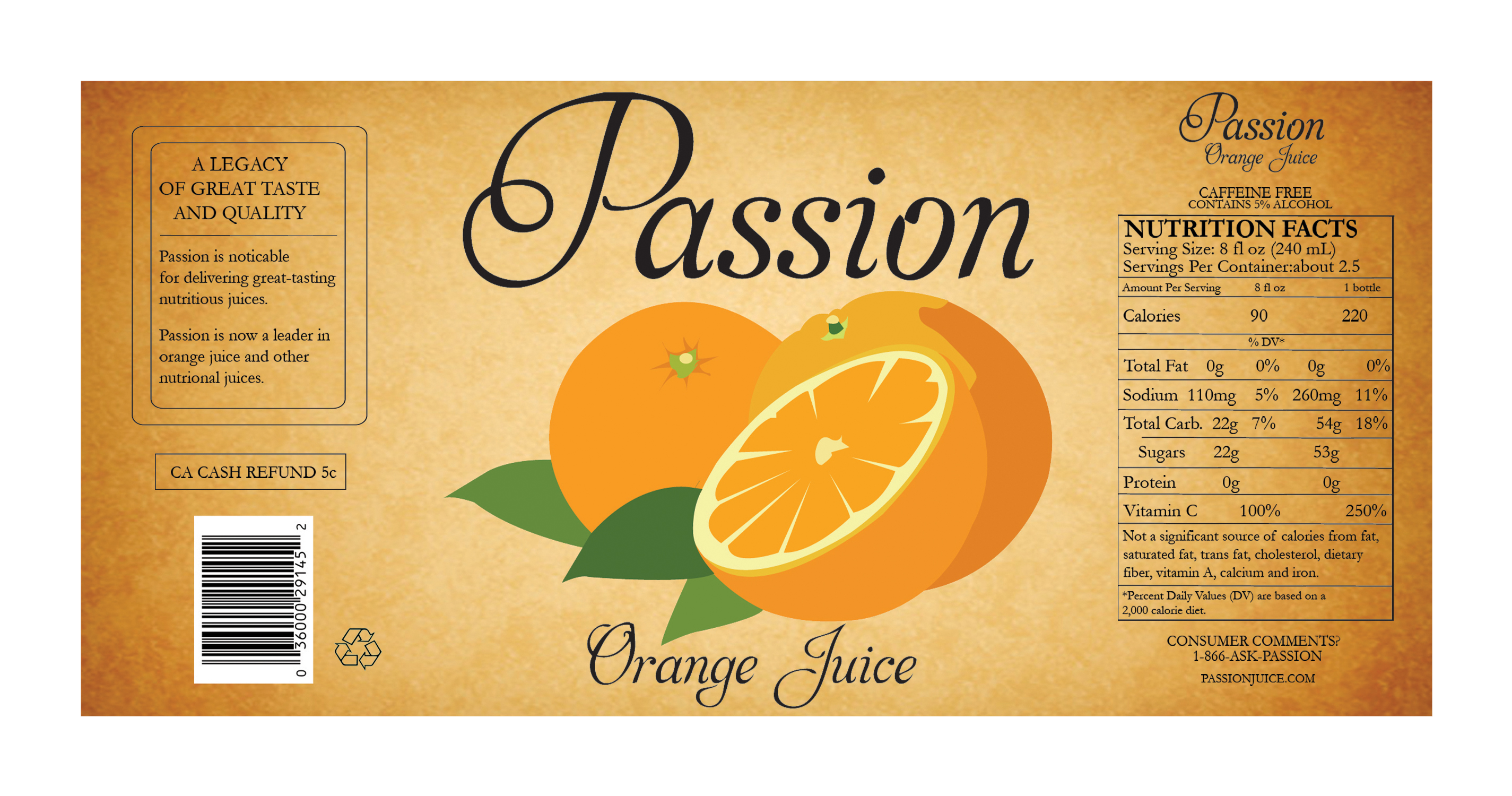 Passion Orange Juice label by Jade Figueroa at