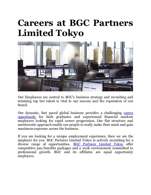 Careers at BGC Partners Limited Tokyo by Corcoran Culleme at