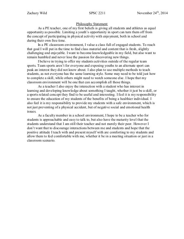 Philosophy Statement by Zachary Wild at