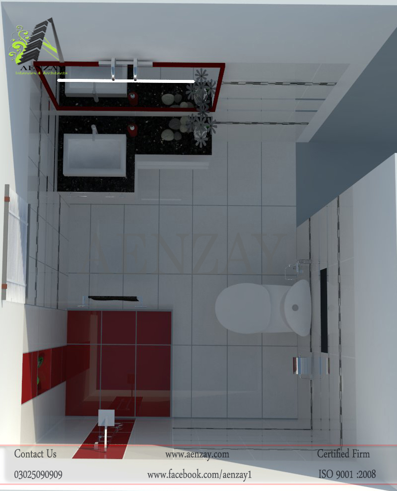 Falcon Society Lahore Bathroom Design by Aenzay by Aenzay Interiors at