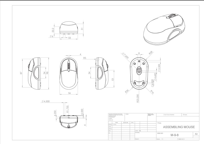 Mouse 3D model with Technical Drawing by Yixing Lu at Coroflot.com