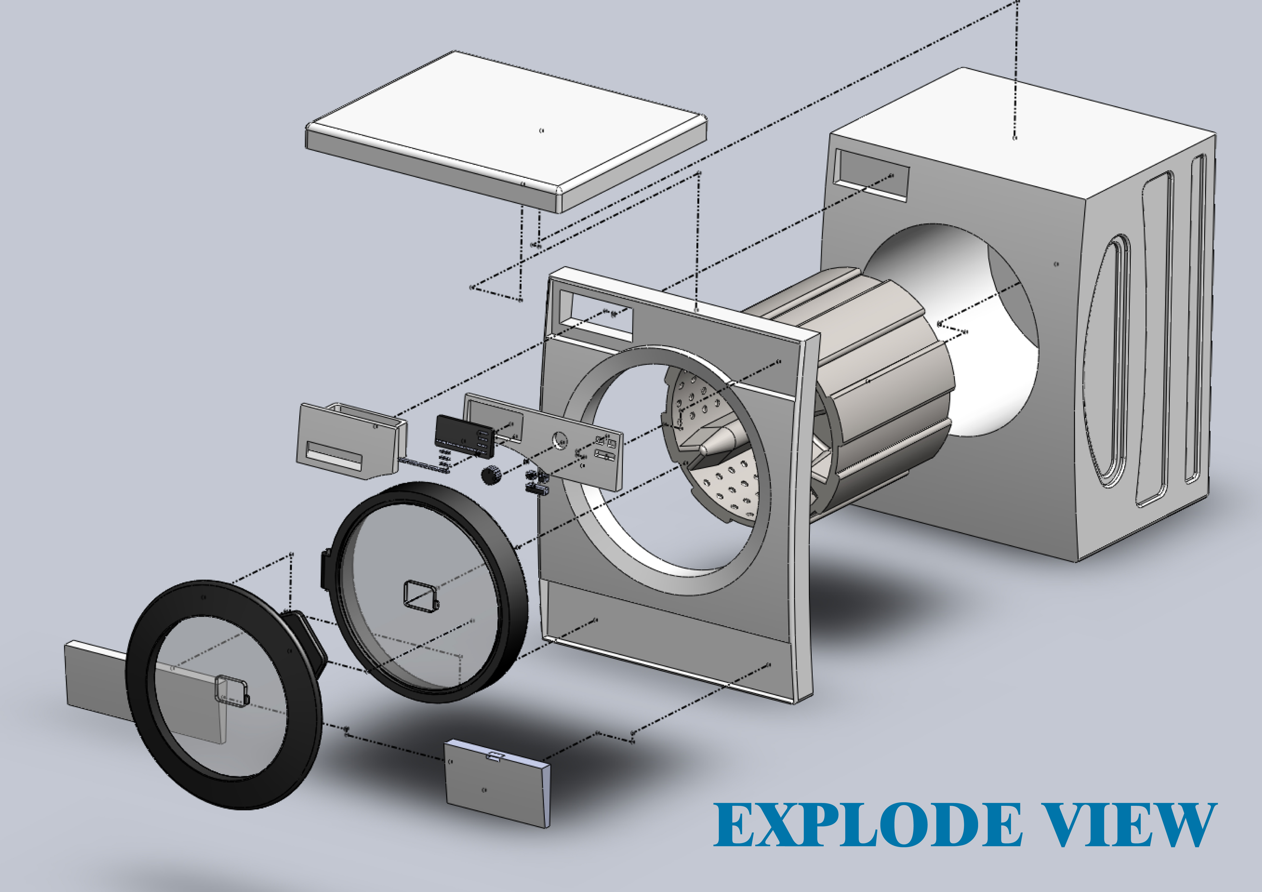 Washing Machine model with technical drawing by Yixing Lu at