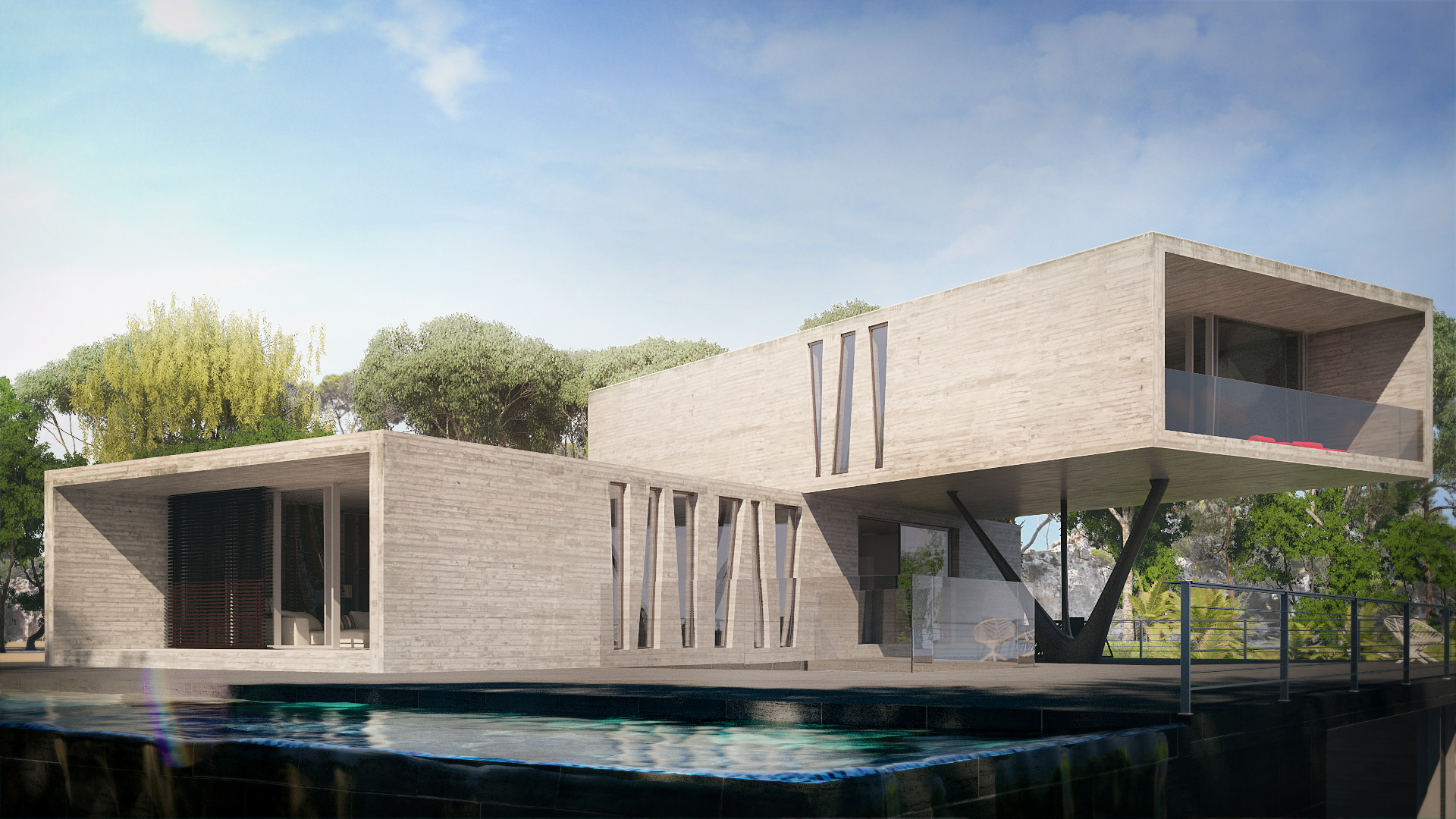 Archviz Exterior Vhouse architecture by Fanstudio by