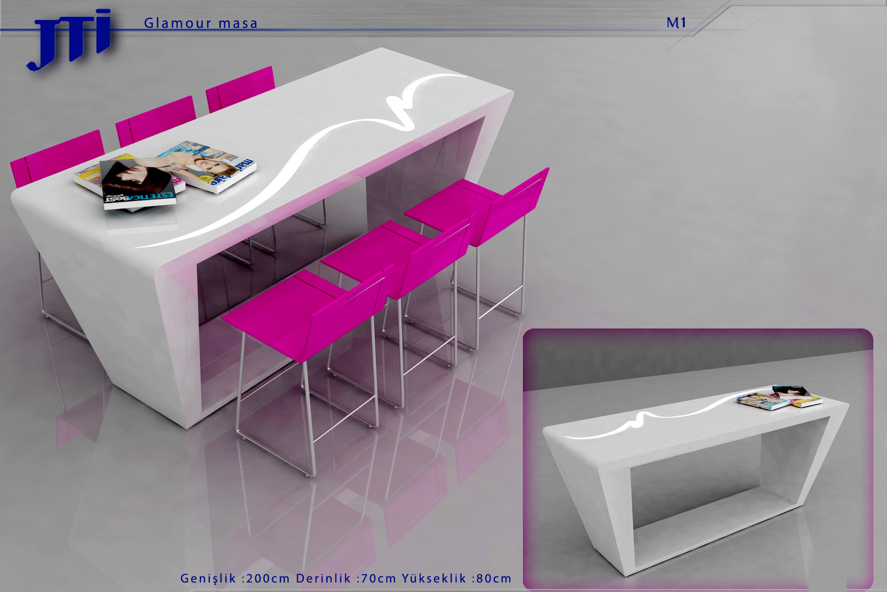 JTI GLAMOUR Corian Table & Outdoor Furniture by damla temiz at