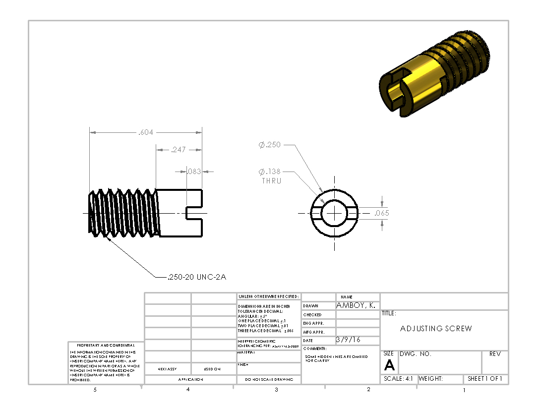 SolidWorks Dimensioned Drawings by Katherine Amboy at