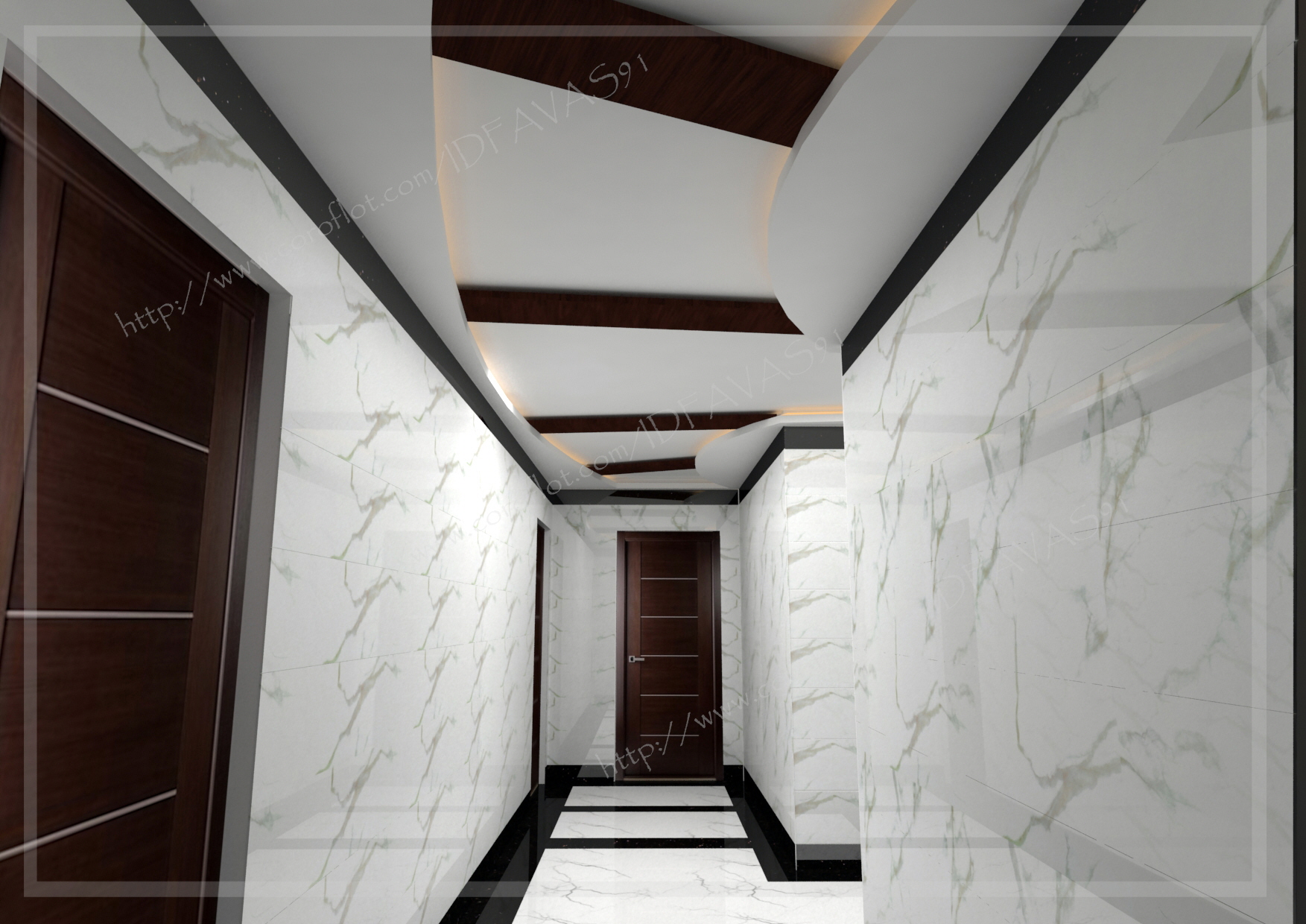 ENTRANCE LOBBY AND CORRIDOR DESIGN FOR G+3 APARTMENT, DUBAI by Favas KT