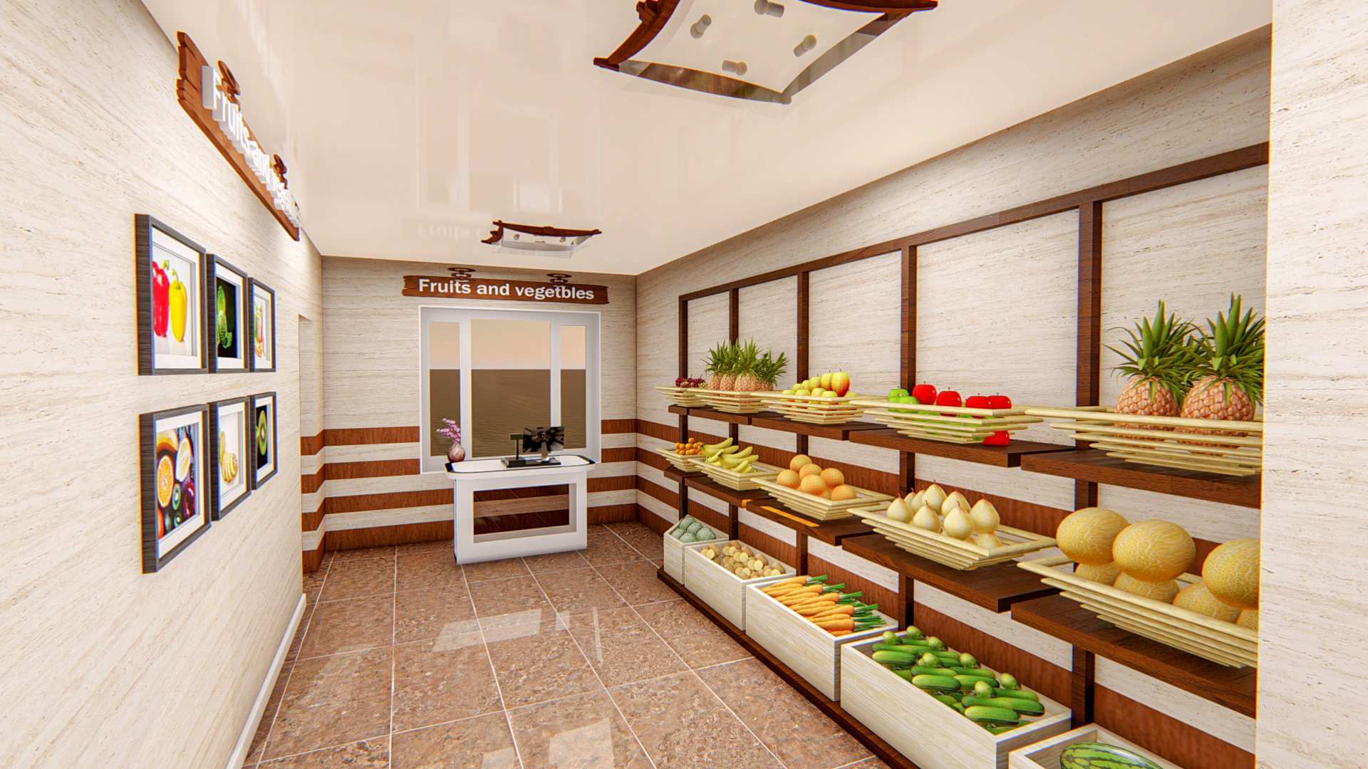 3D modeling and rendering of the trade pavilion fruits and vegetables ...