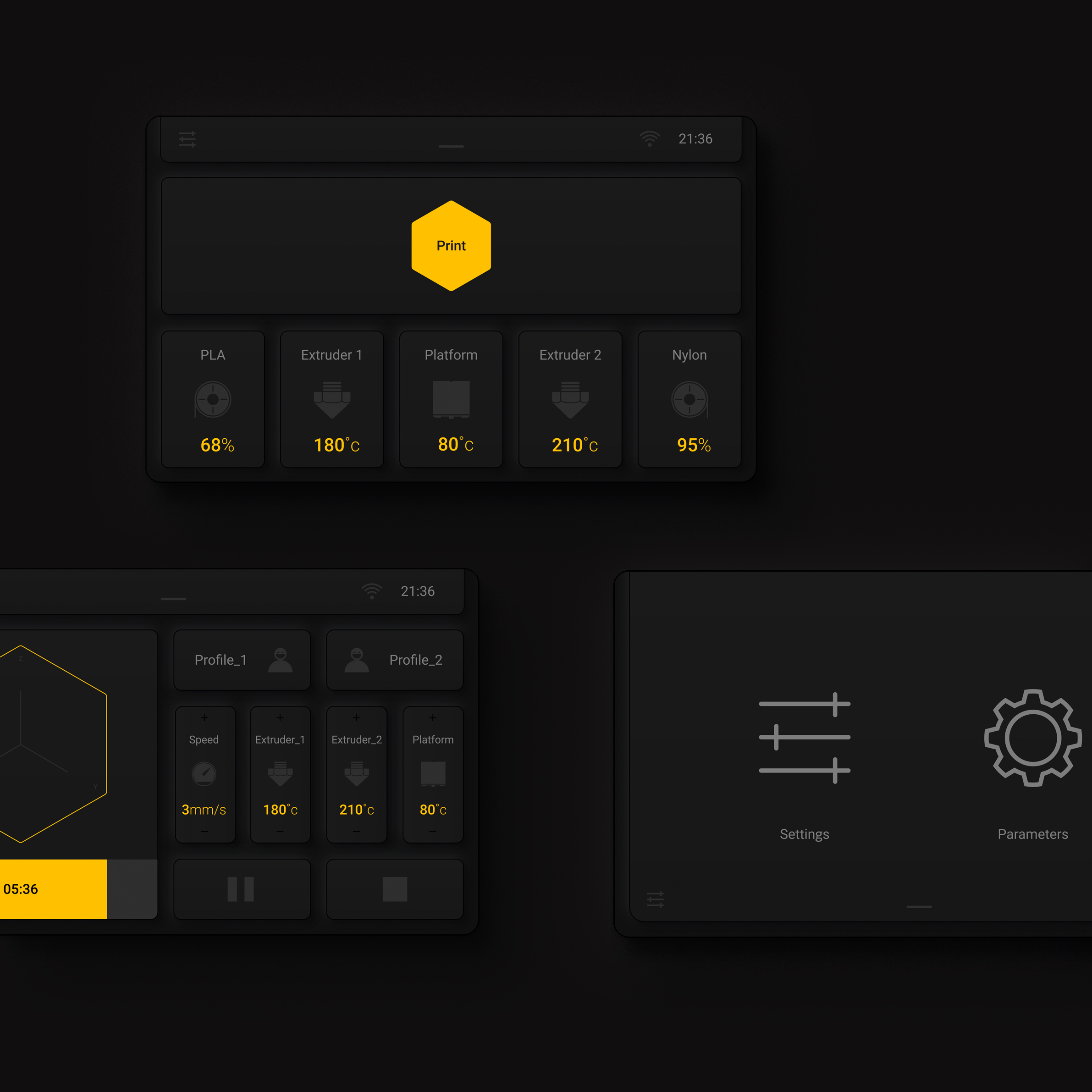 3D Printer Hardware UI by Vladimir Parygin at Coroflot.com