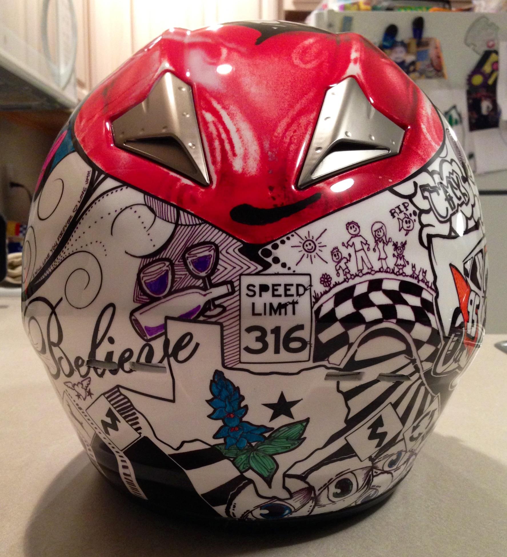 Motorcycle Helmet Painted With Sharpies by Jamie Hall at